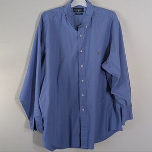 Ralph Lauren Blue Yarmouth 100% Cotton Pinpoint Oxford 18-35 Button Up Long Slv